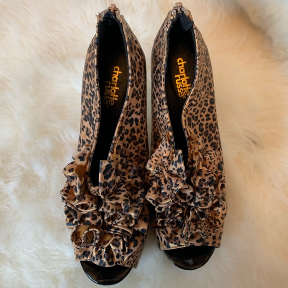 Cheetah Print Peep Toe Stilettos - Picture 6 of 8
